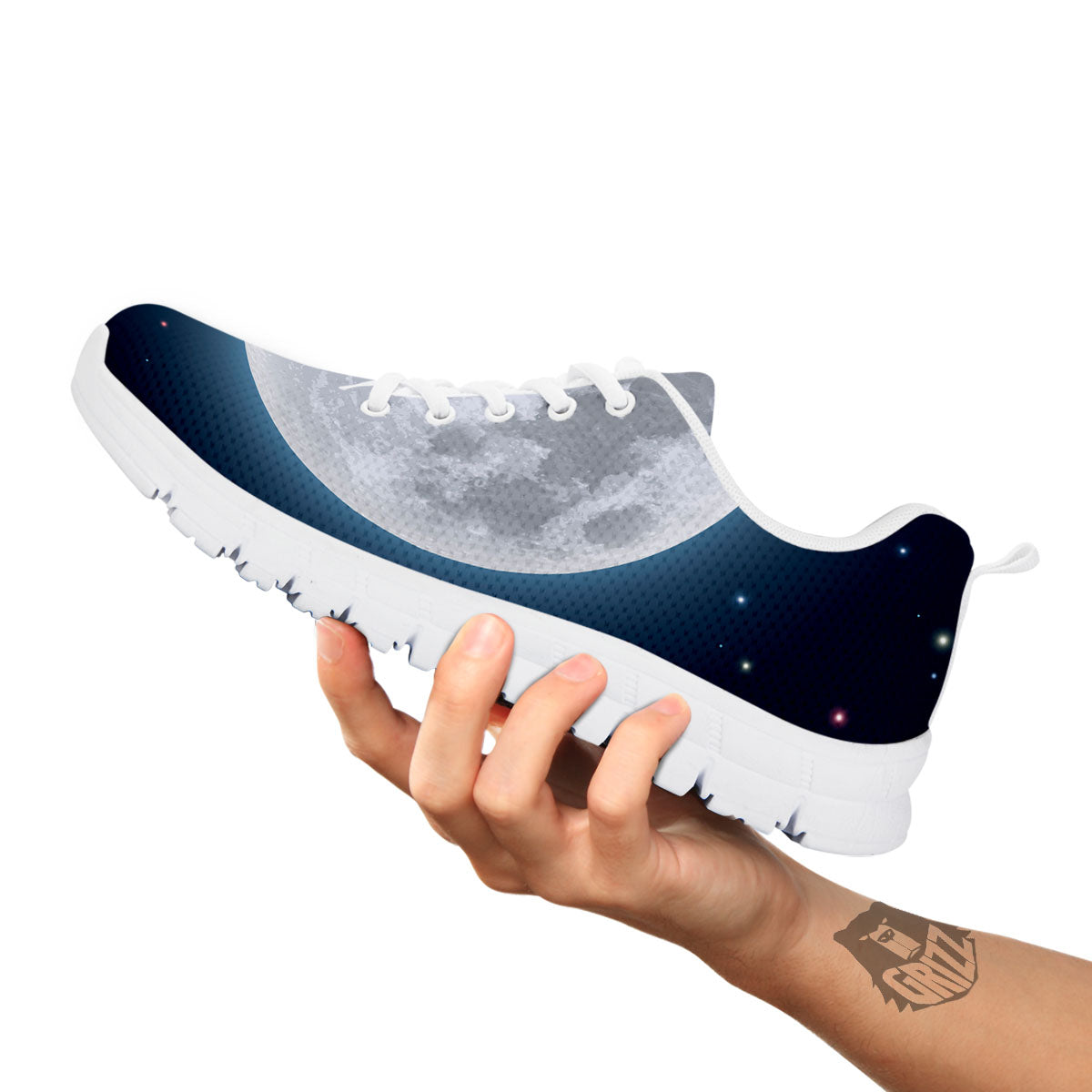 Moonlight And Night Sky Print White Sneaker-grizzshop