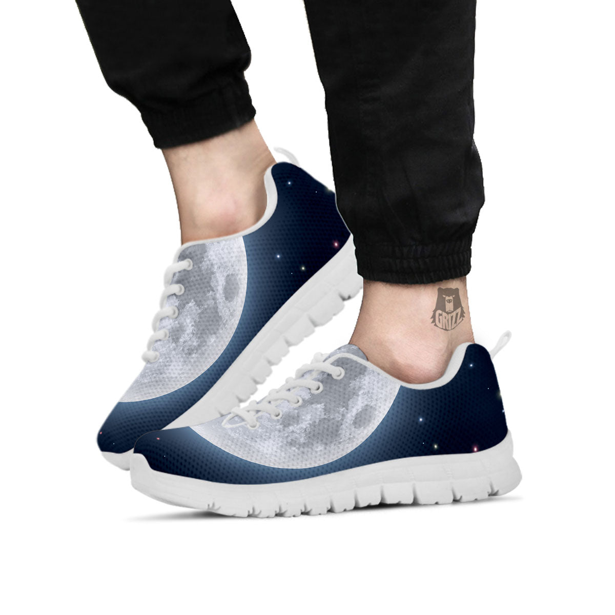 Moonlight And Night Sky Print White Sneaker-grizzshop
