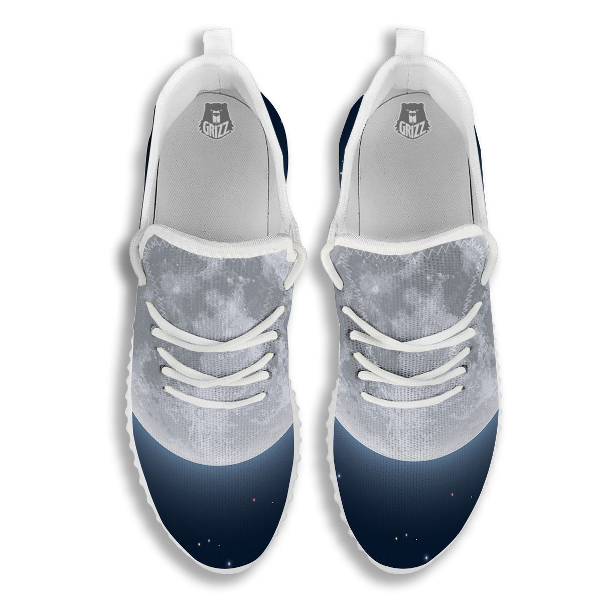 Moonlight And Night Sky Print White Walking Shoes-grizzshop