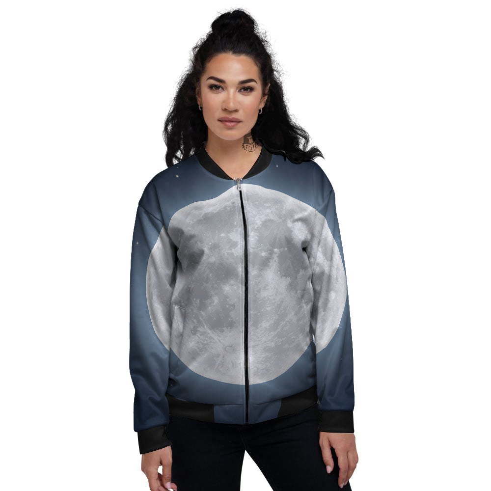 Moonlight And Night Sky Print Women's Bomber Jacket-grizzshop