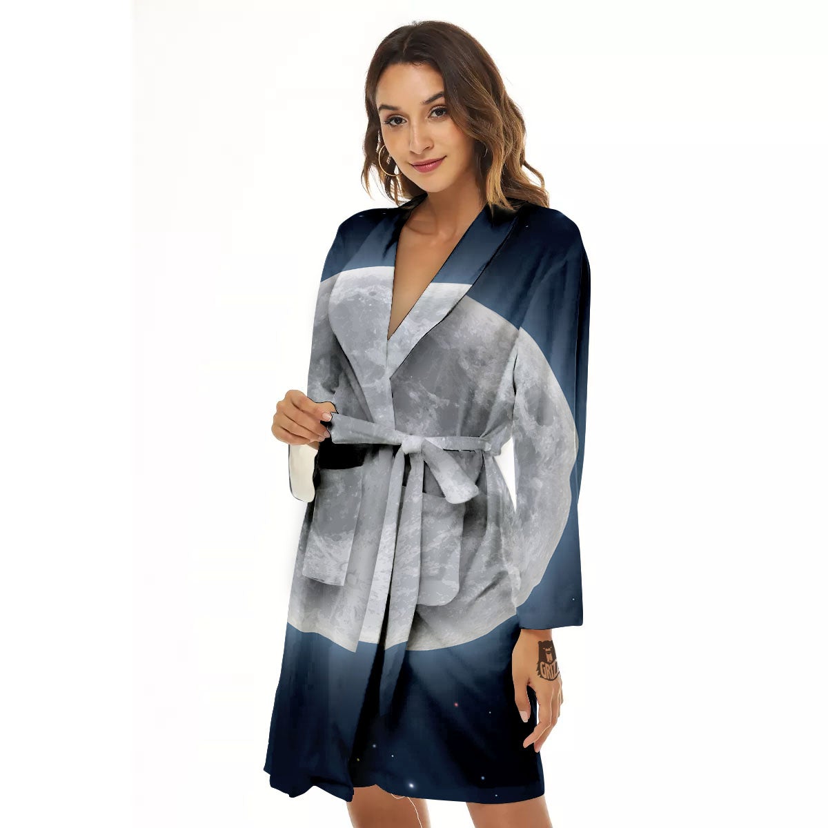 Moonlight And Night Sky Print Women's Robe-grizzshop