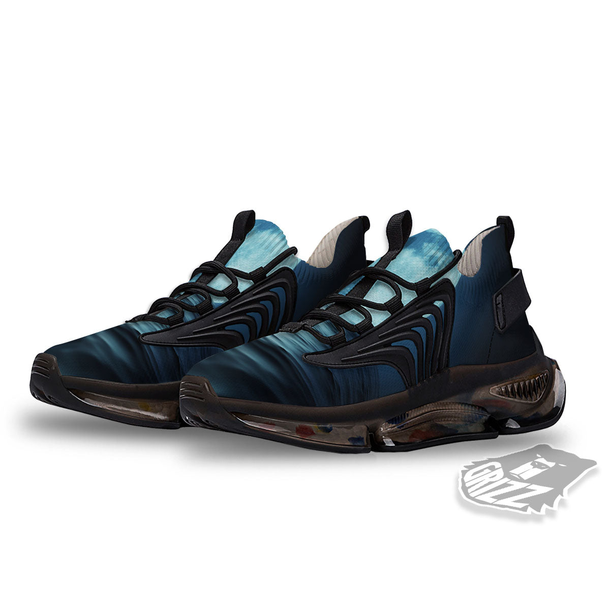 Moonlight And The Sea Print Black Gym Shoes-grizzshop