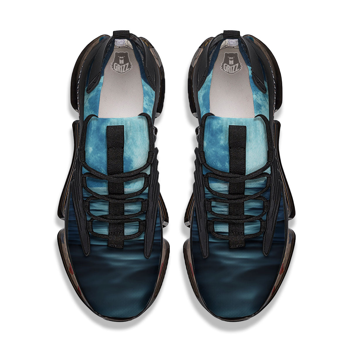 Moonlight And The Sea Print Black Gym Shoes-grizzshop