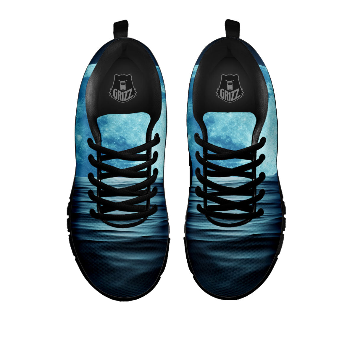 Moonlight And The Sea Print Black Sneaker-grizzshop