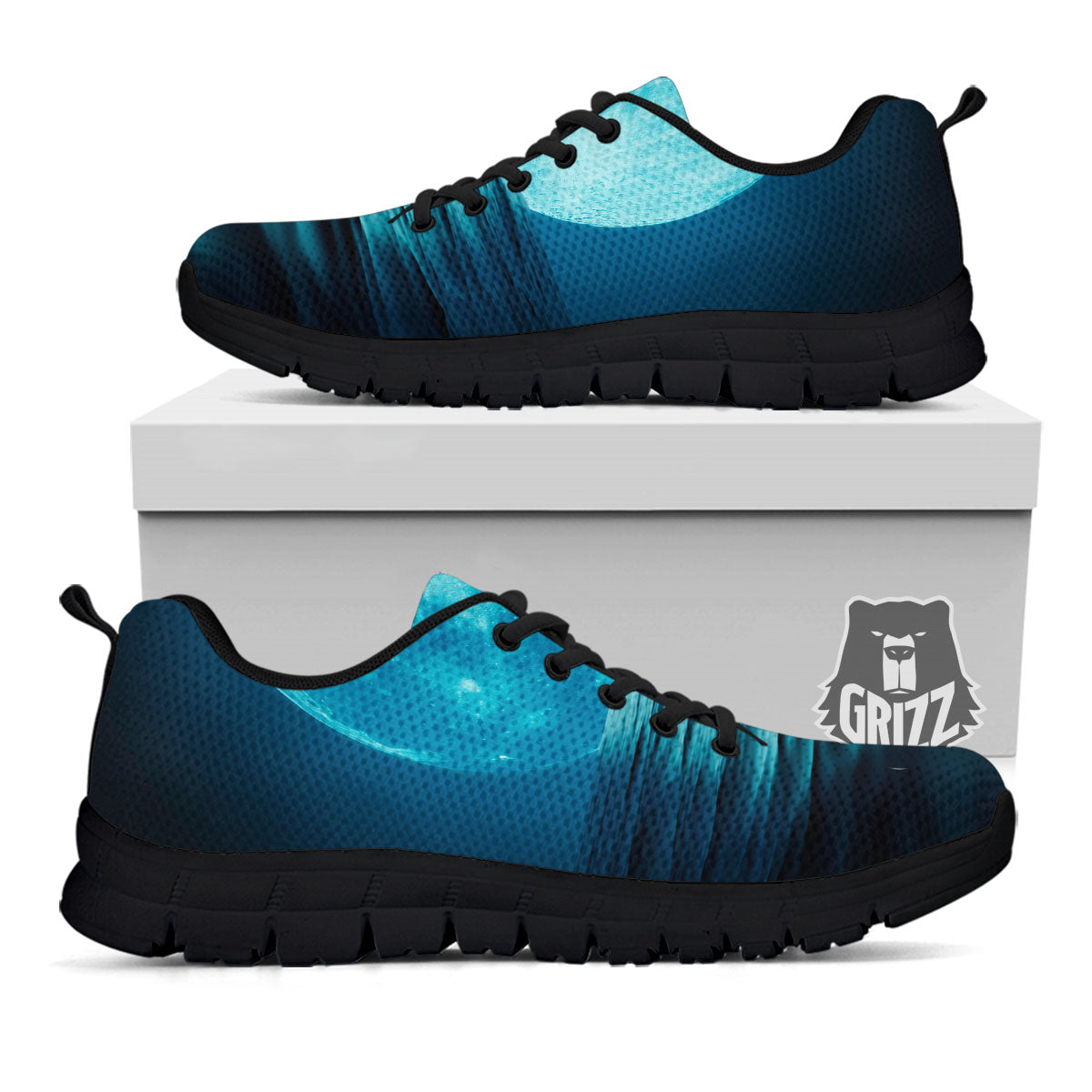 Moonlight And The Sea Print Black Sneaker-grizzshop