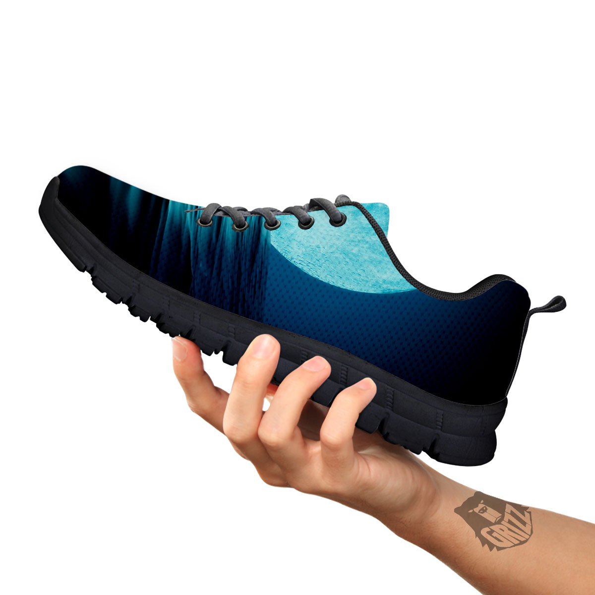 Moonlight And The Sea Print Black Sneaker-grizzshop