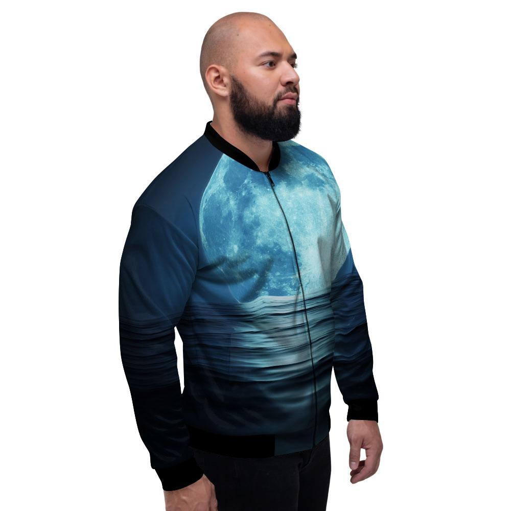 Moonlight And The Sea Print Men's Bomber Jacket-grizzshop