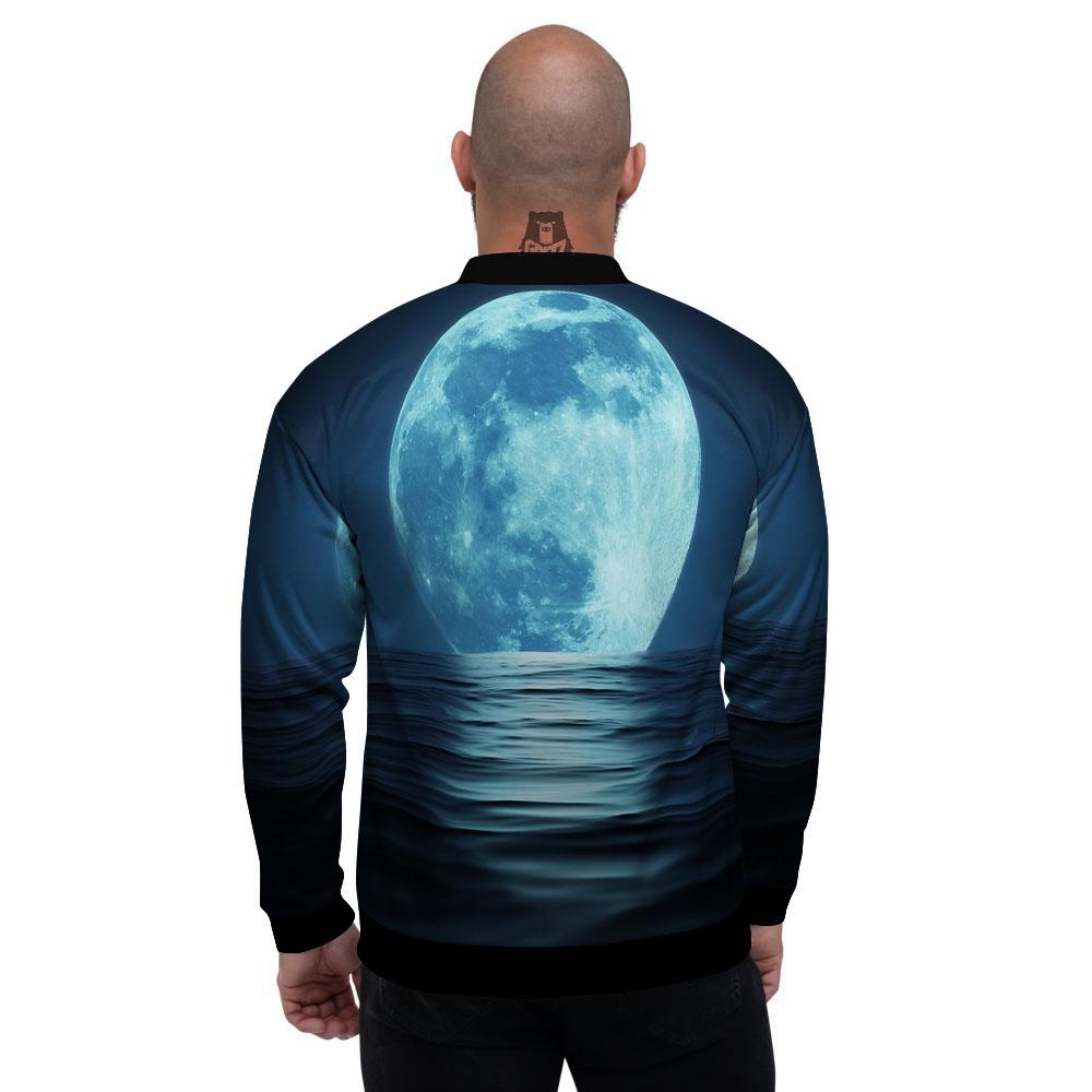 Moonlight And The Sea Print Men's Bomber Jacket-grizzshop
