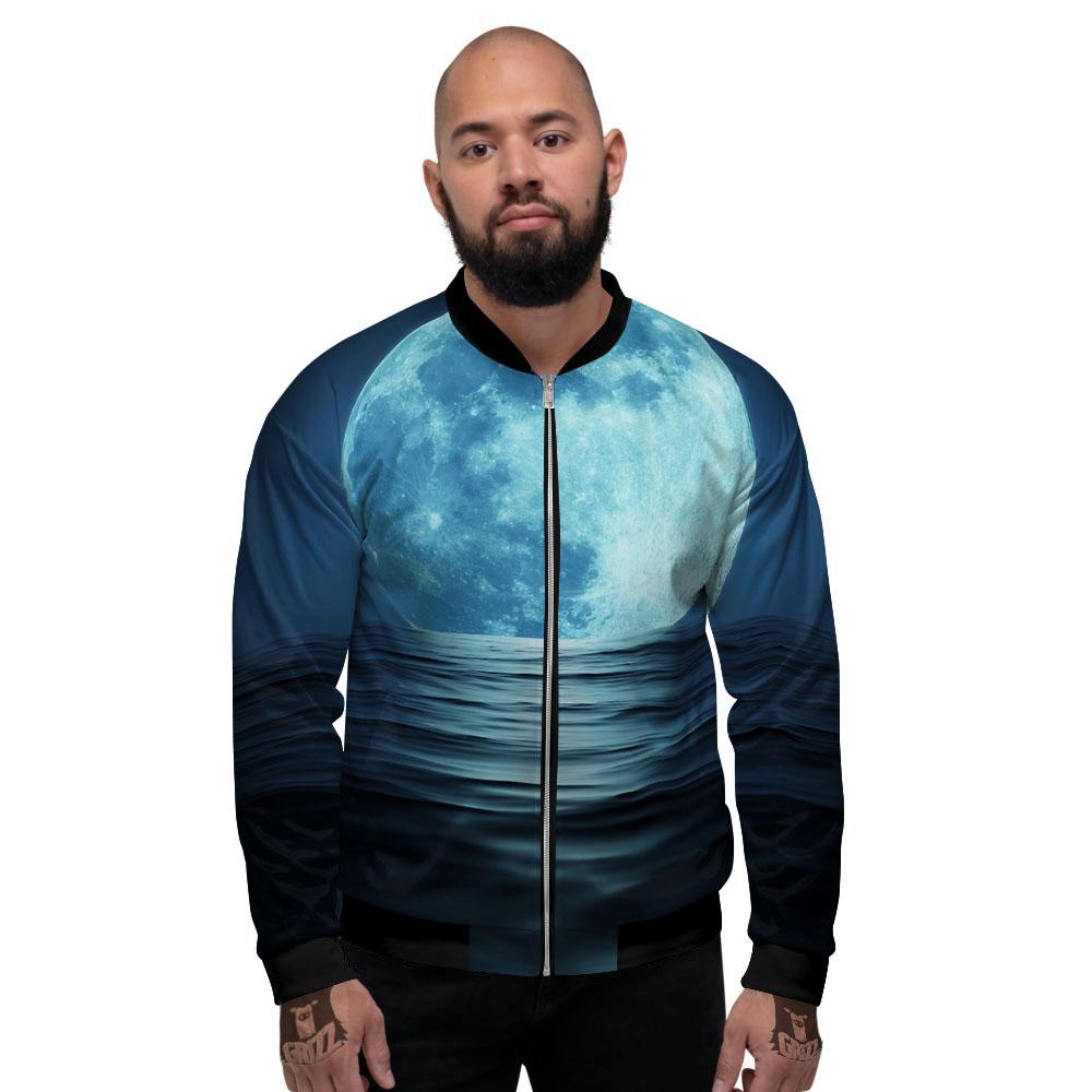 Moonlight And The Sea Print Men's Bomber Jacket-grizzshop