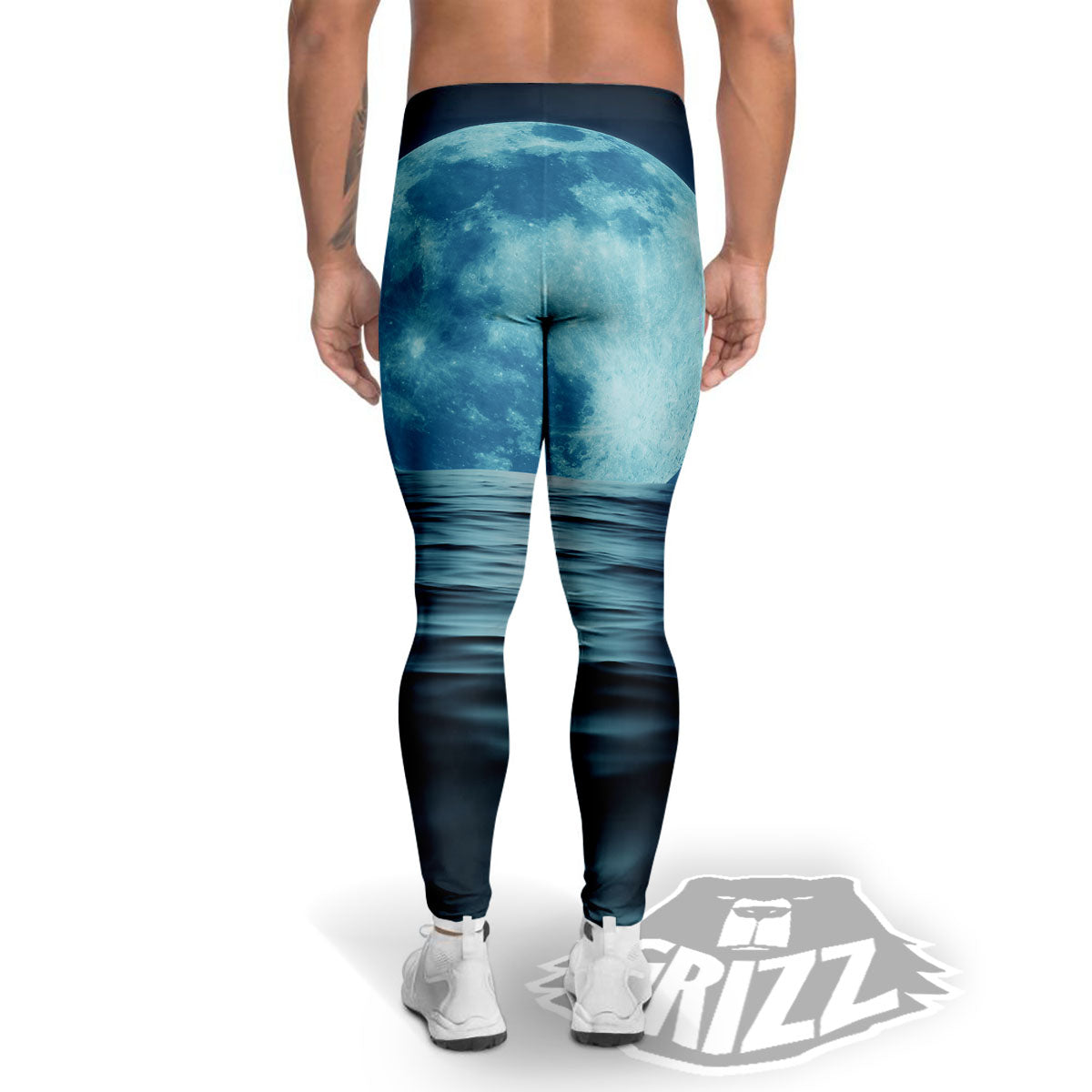 Moonlight And The Sea Print Men's Leggings-grizzshop