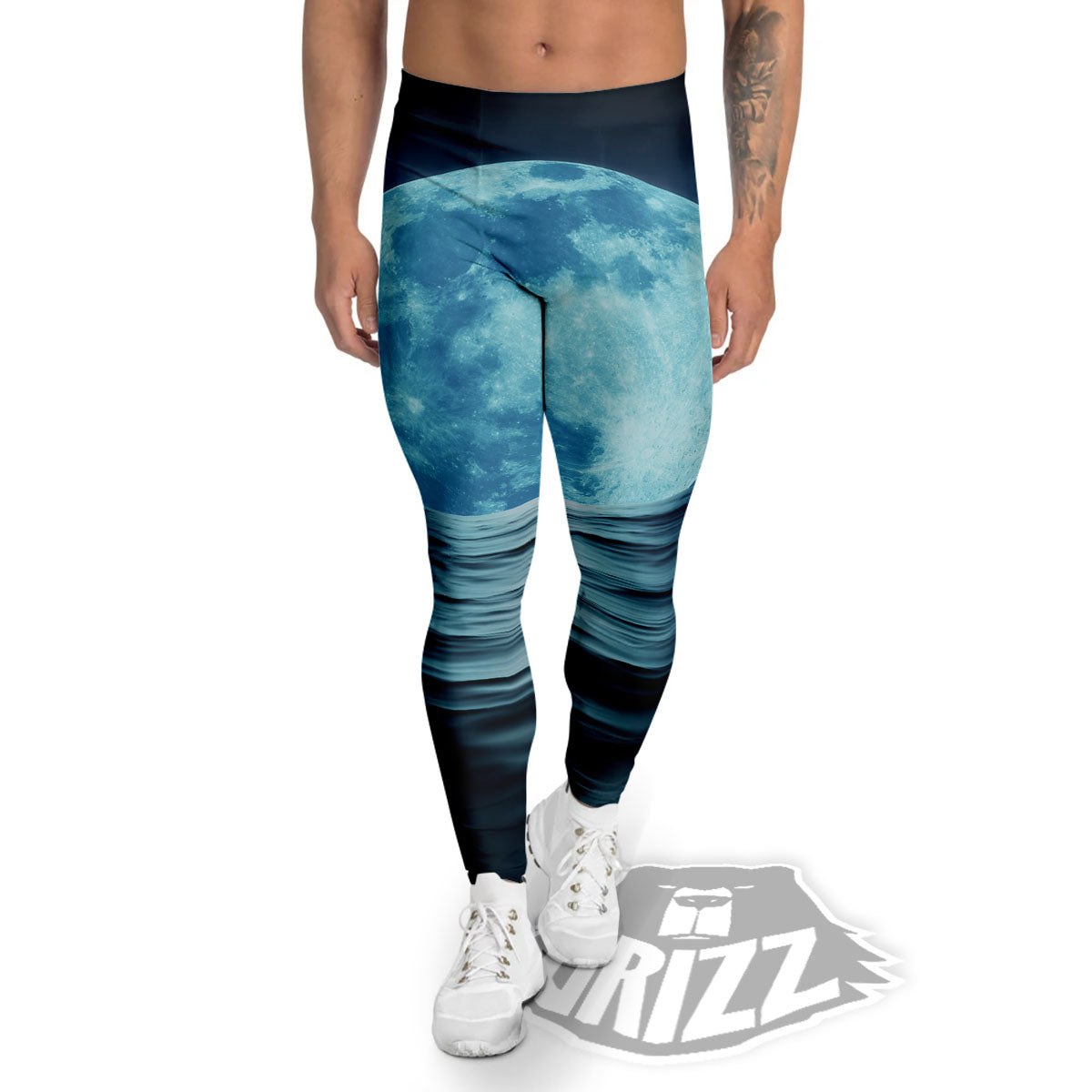 Moonlight And The Sea Print Men's Leggings-grizzshop