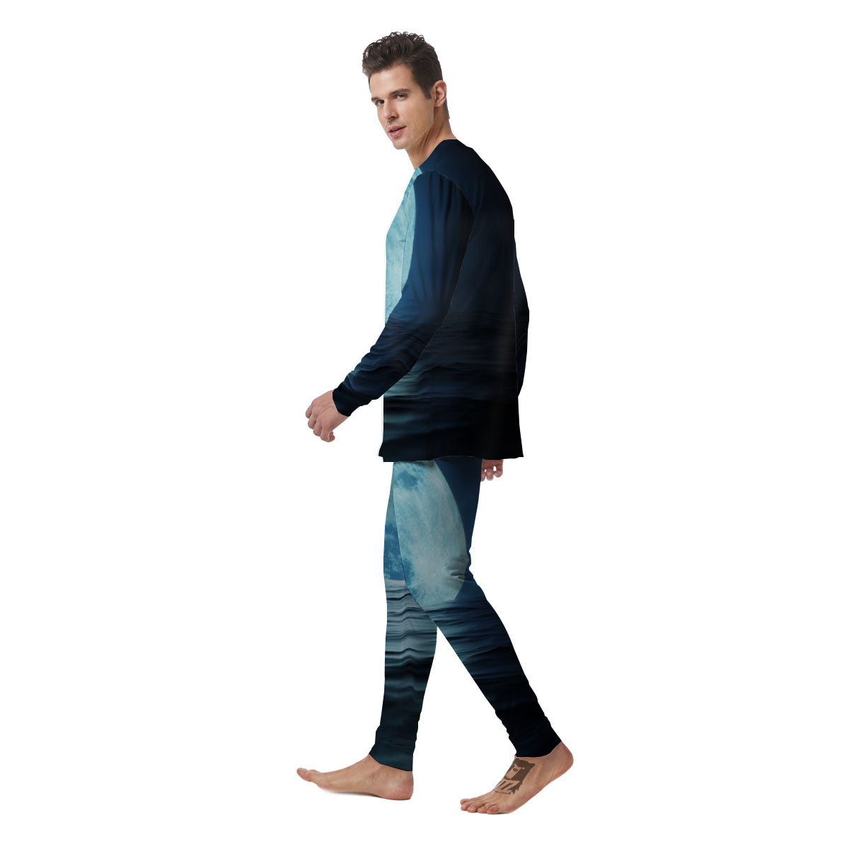 Moonlight And The Sea Print Men's Pajamas-grizzshop