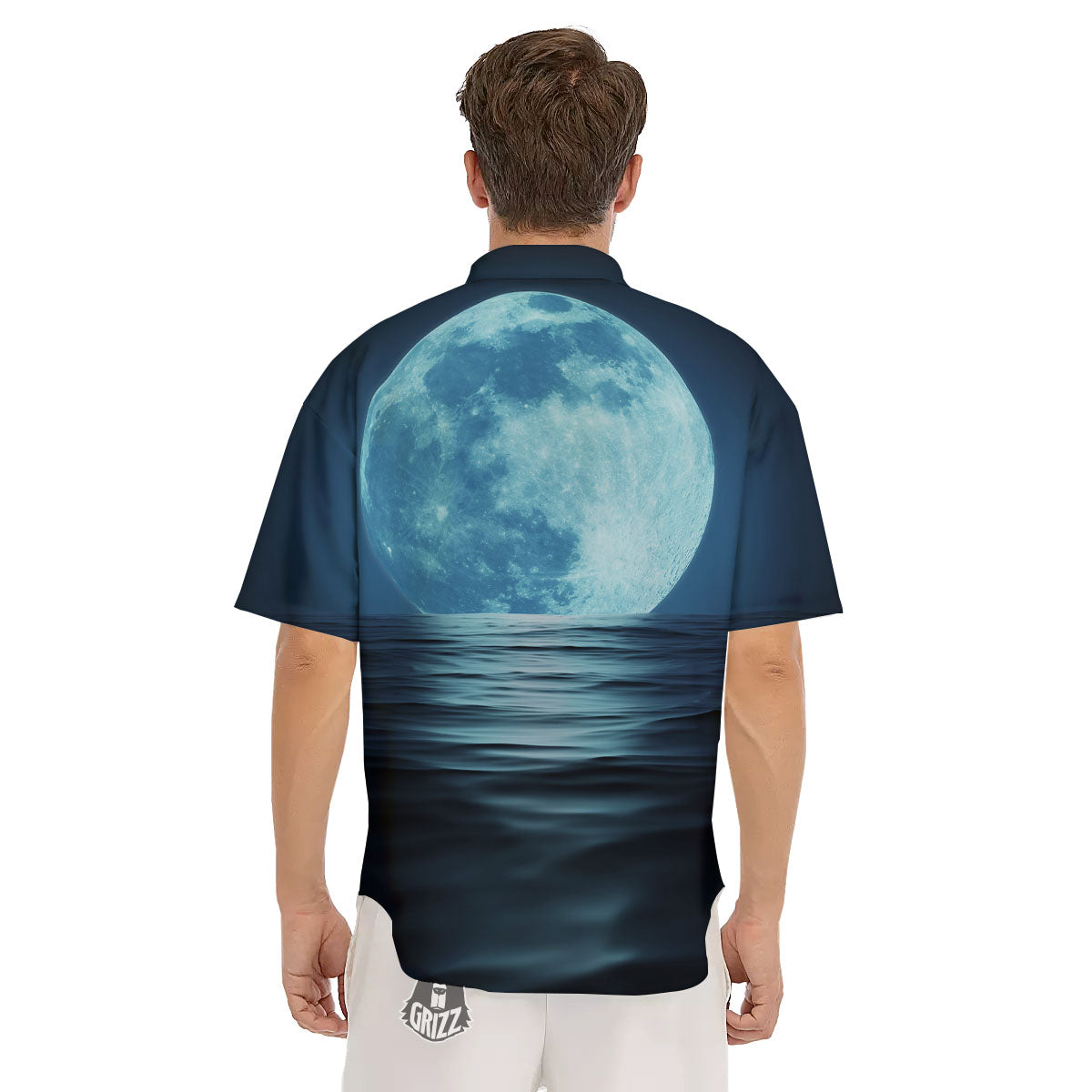 Moonlight And The Sea Print Men's Short Sleeve Shirts-grizzshop