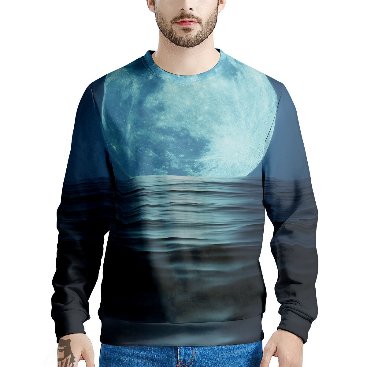 Moonlight And The Sea Print Men's Sweatshirt-grizzshop