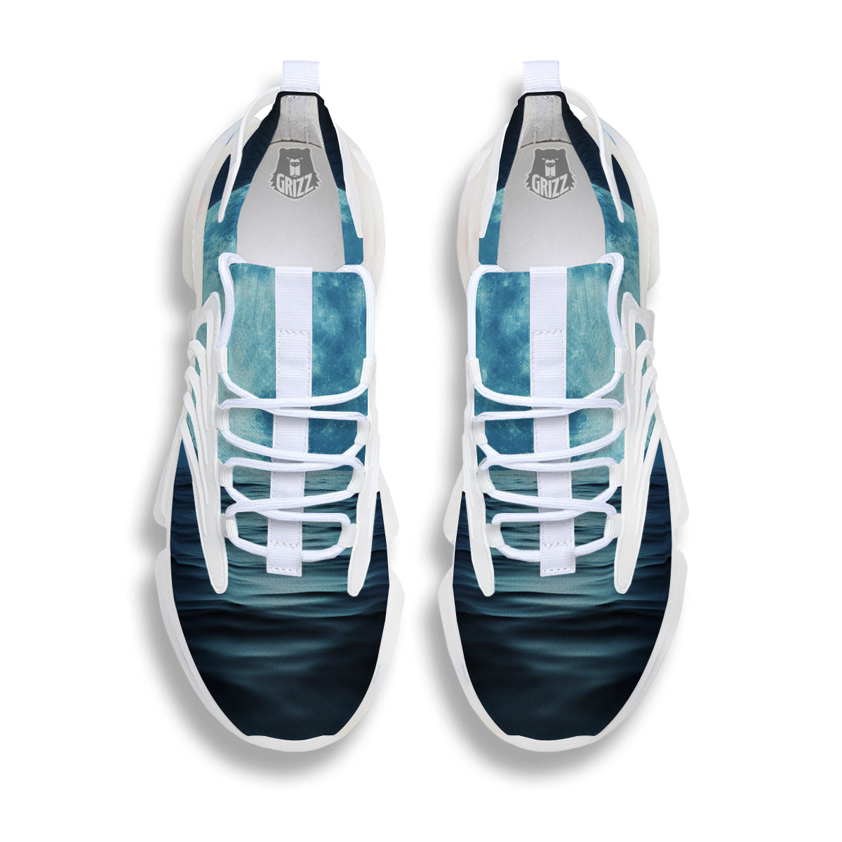 Moonlight And The Sea Print White Gym Shoes-grizzshop