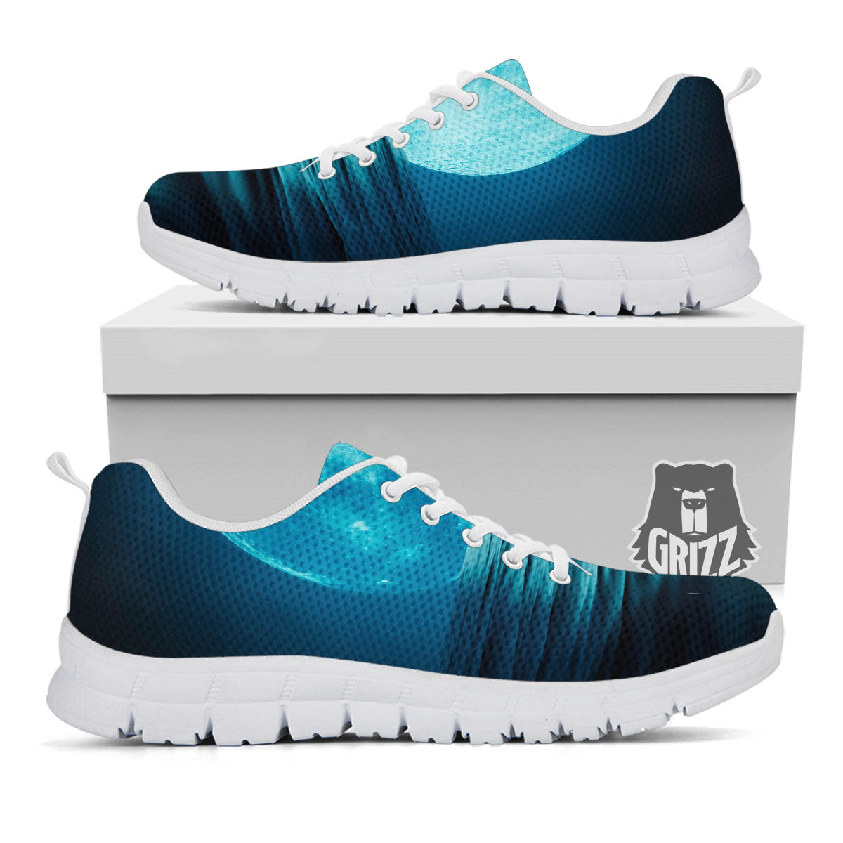 Moonlight And The Sea Print White Sneaker-grizzshop