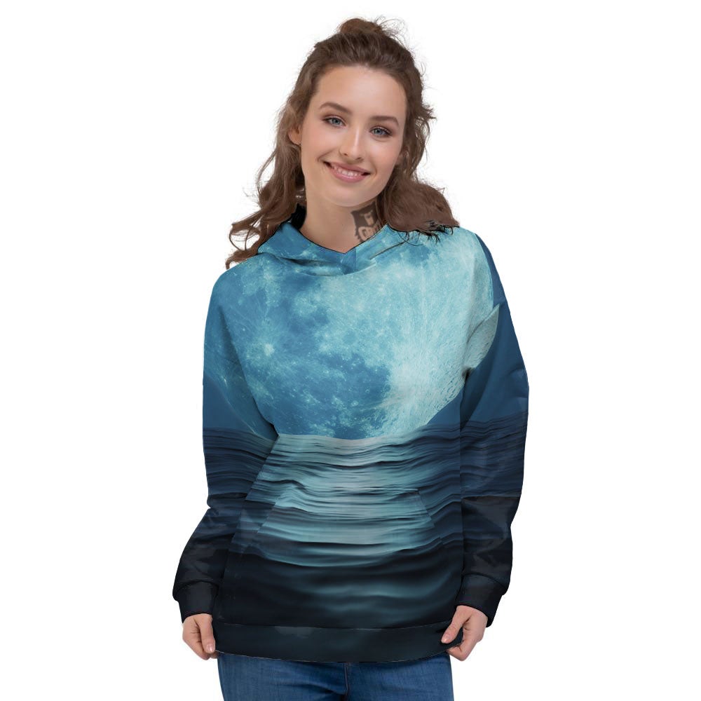 Moonlight And The Sea Print Women's Hoodie-grizzshop