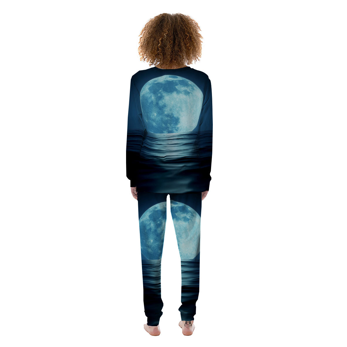 Moonlight And The Sea Print Women's Pajamas-grizzshop
