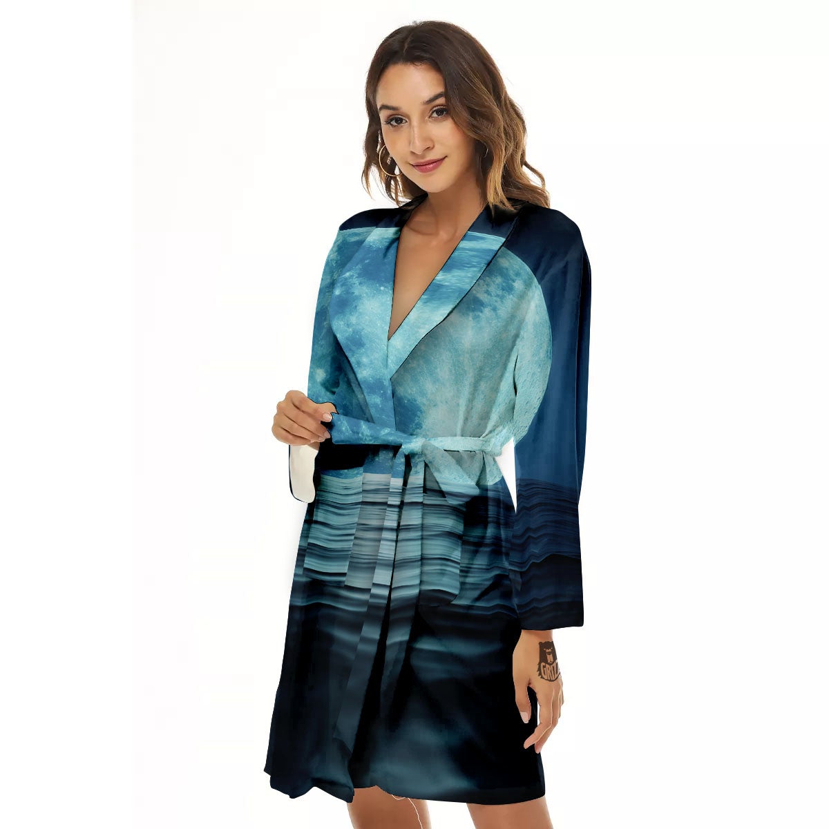 Moonlight And The Sea Print Women's Robe-grizzshop
