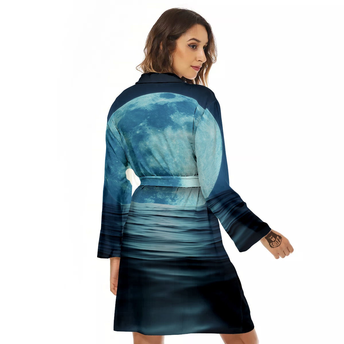 Moonlight And The Sea Print Women's Robe-grizzshop