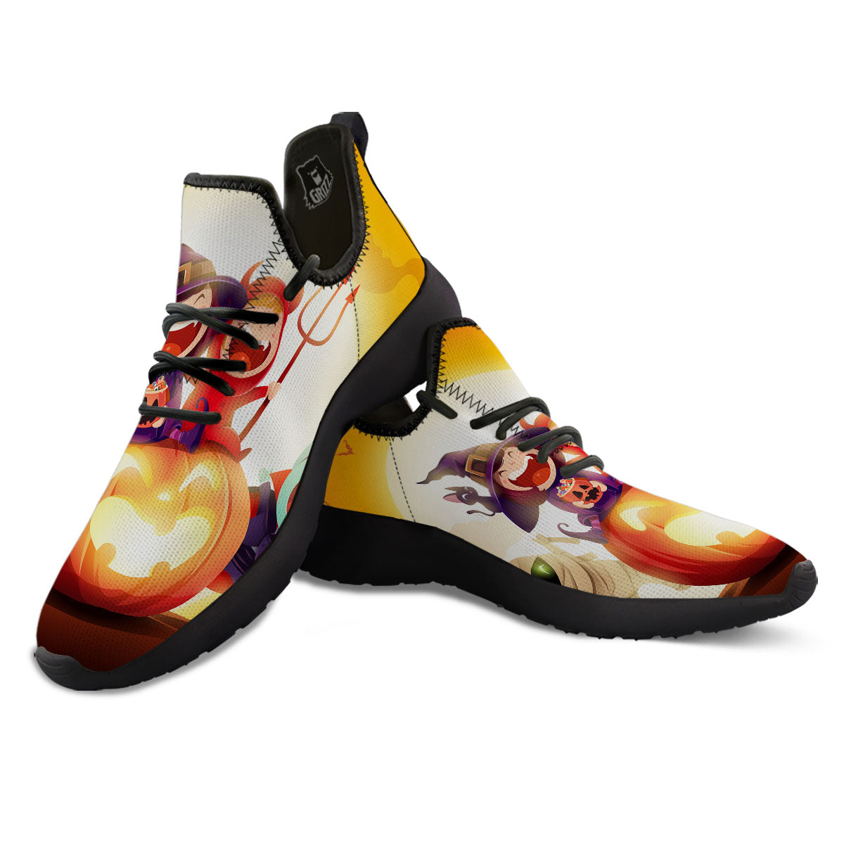 Moonlight Halloween Print Black Athletic Shoes-grizzshop
