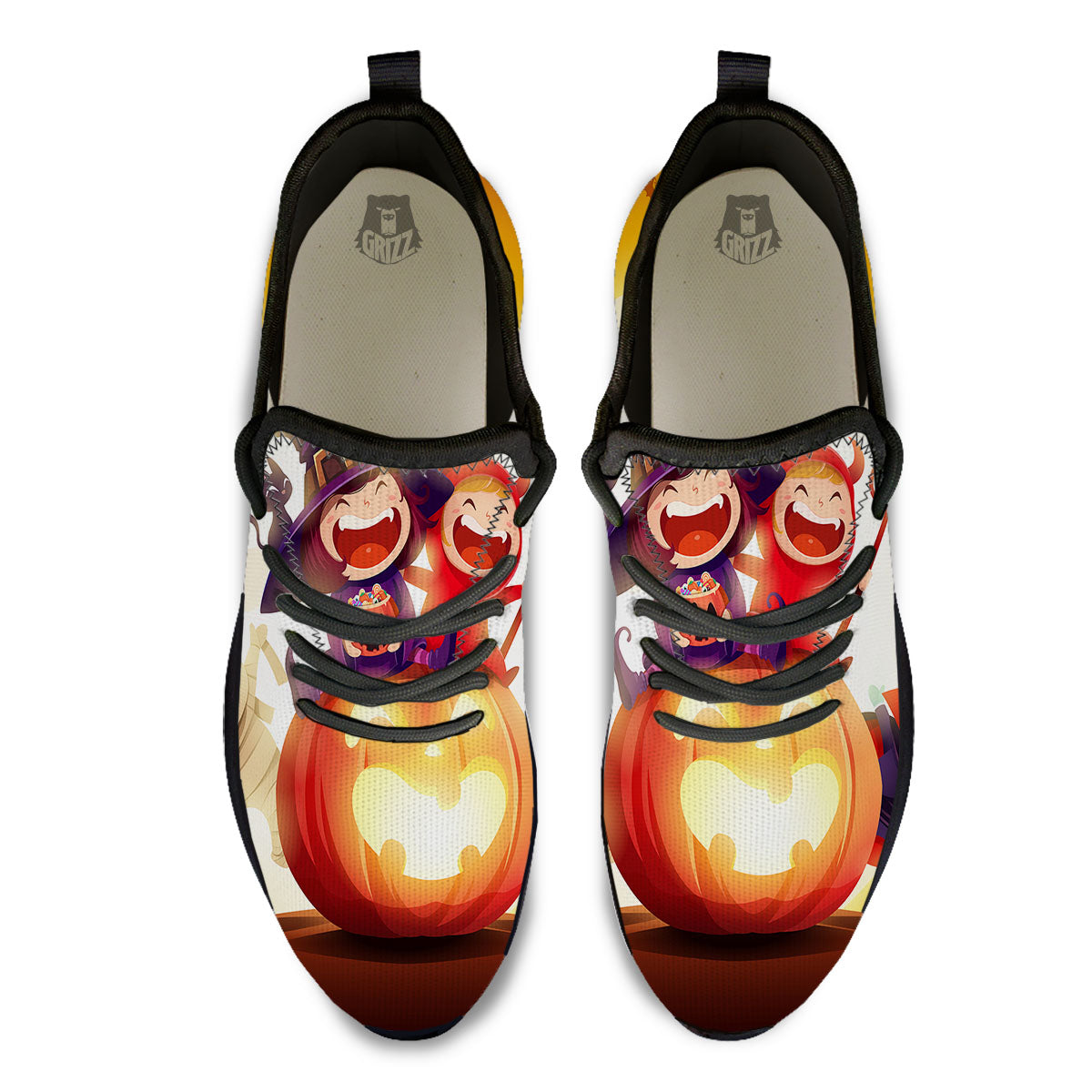 Moonlight Halloween Print Black Athletic Shoes-grizzshop