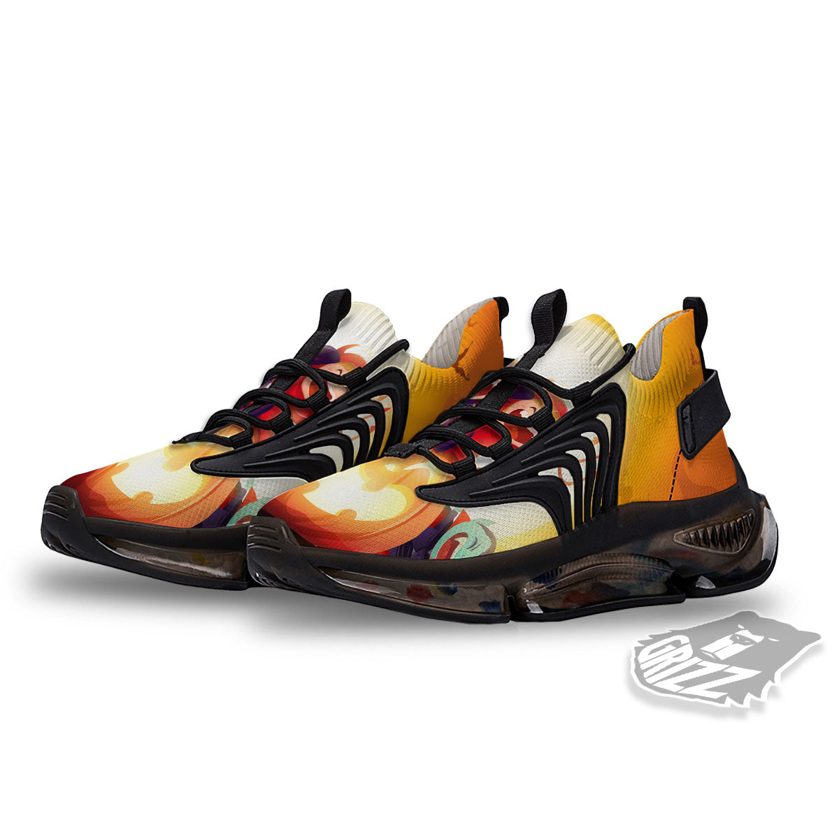 Moonlight Halloween Print Black Gym Shoes-grizzshop