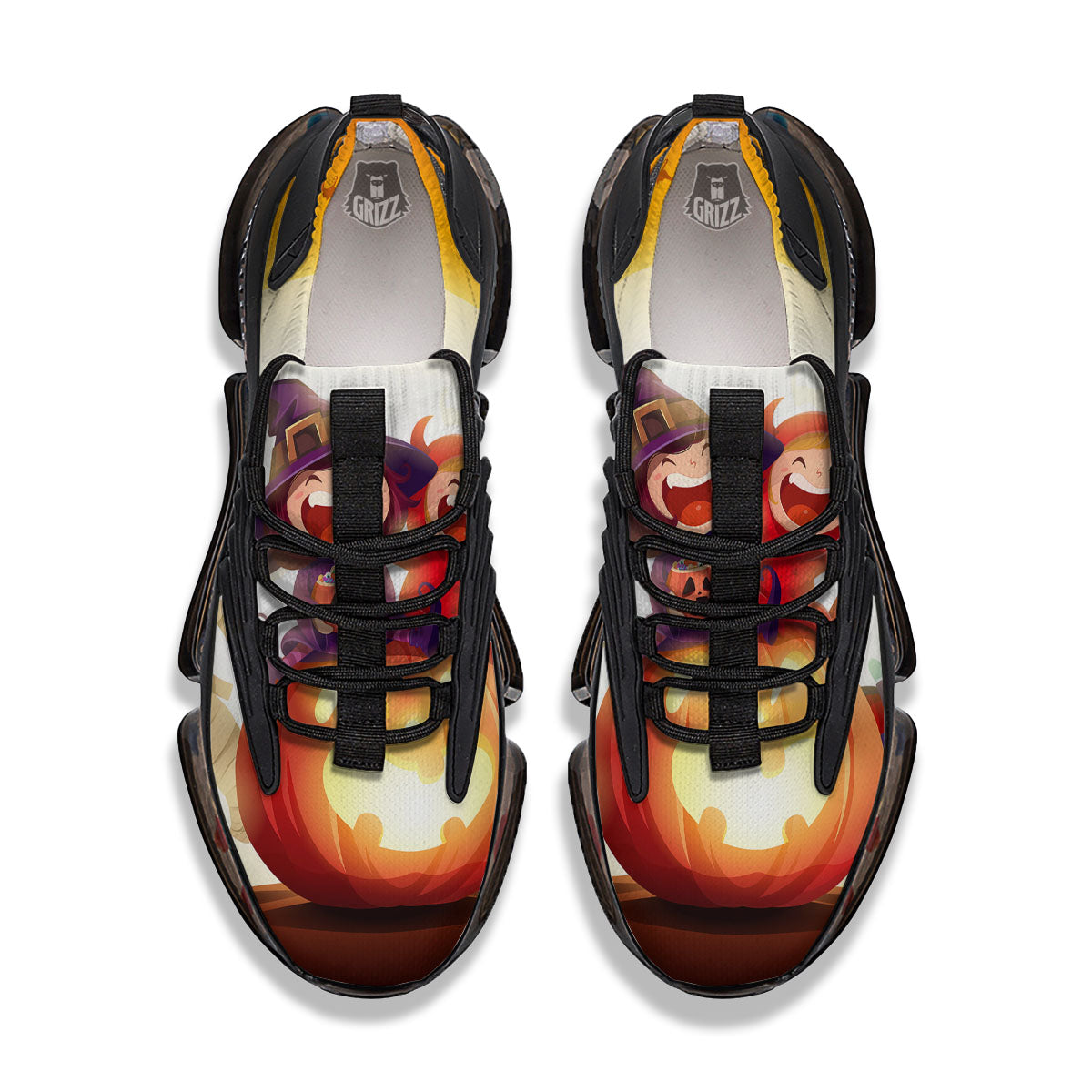 Moonlight Halloween Print Black Gym Shoes-grizzshop