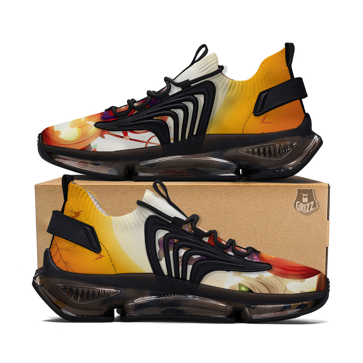 Moonlight Halloween Print Black Gym Shoes-grizzshop