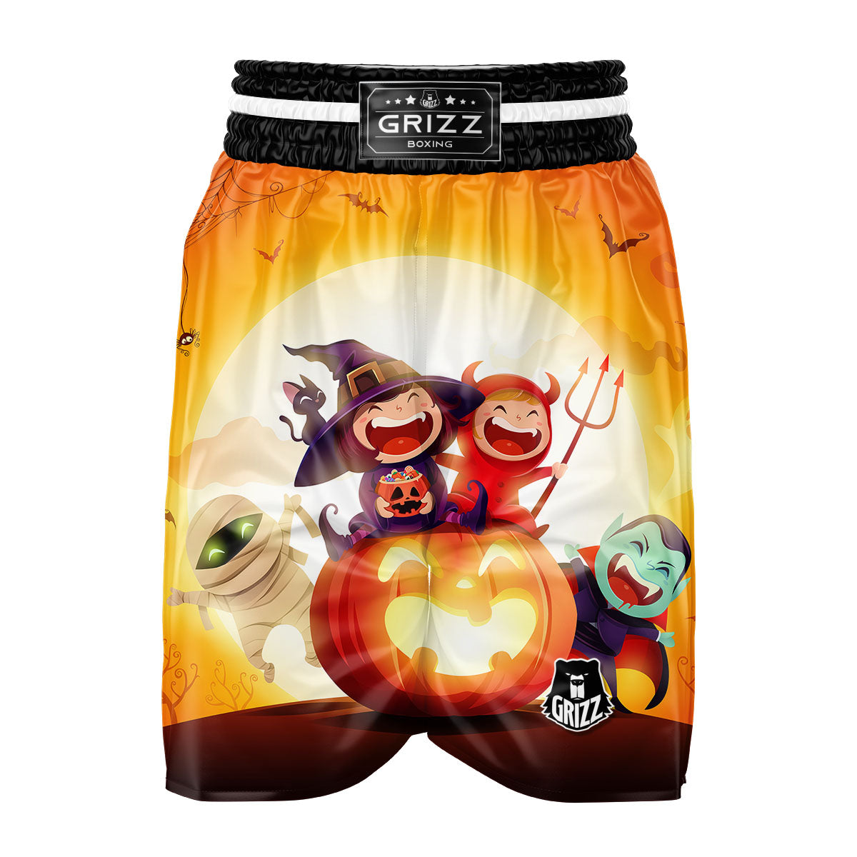 Moonlight Halloween Print Boxing Shorts-grizzshop