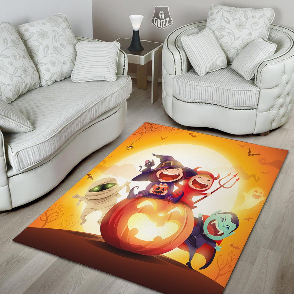 Moonlight Halloween Print Floor Mat-grizzshop