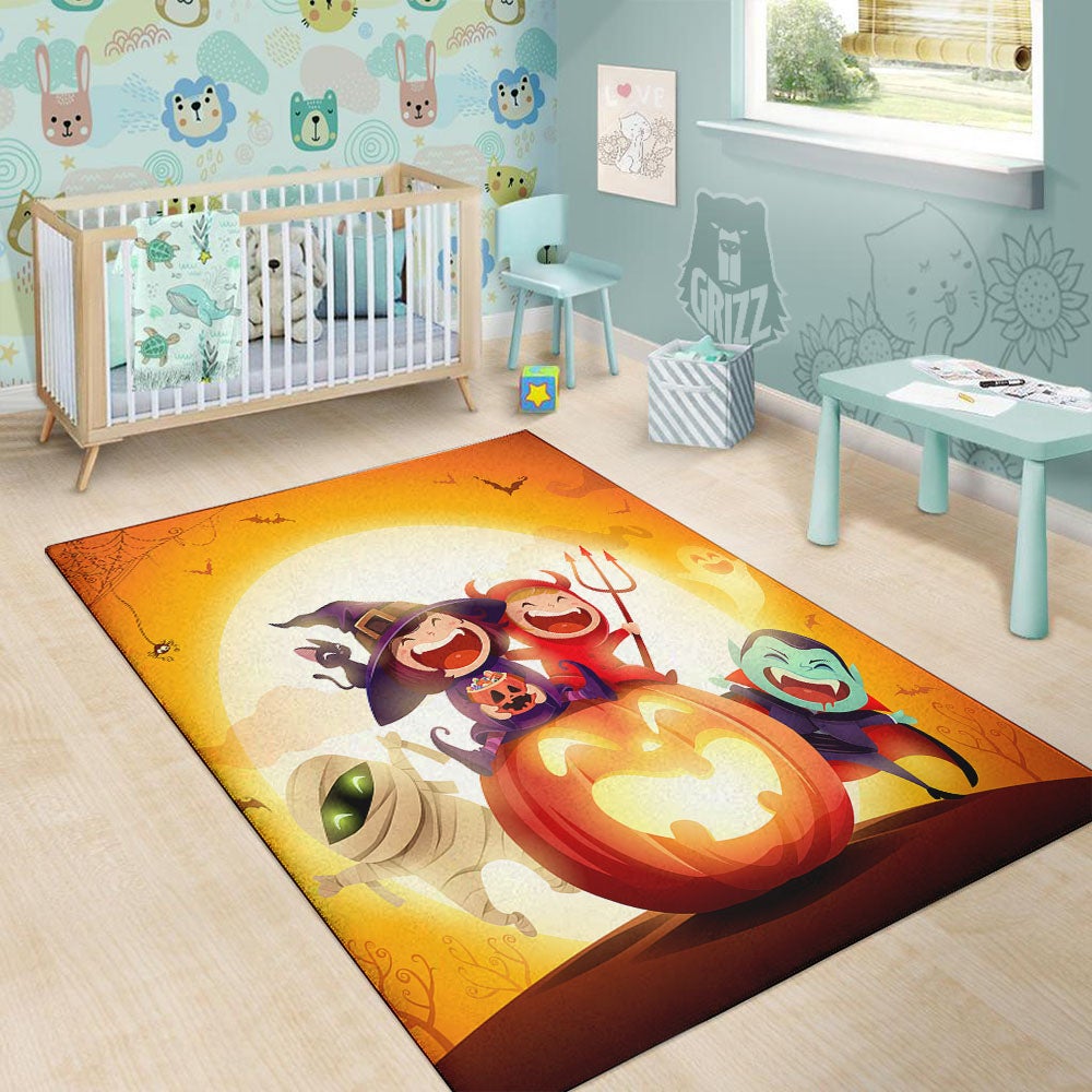 Moonlight Halloween Print Floor Mat-grizzshop