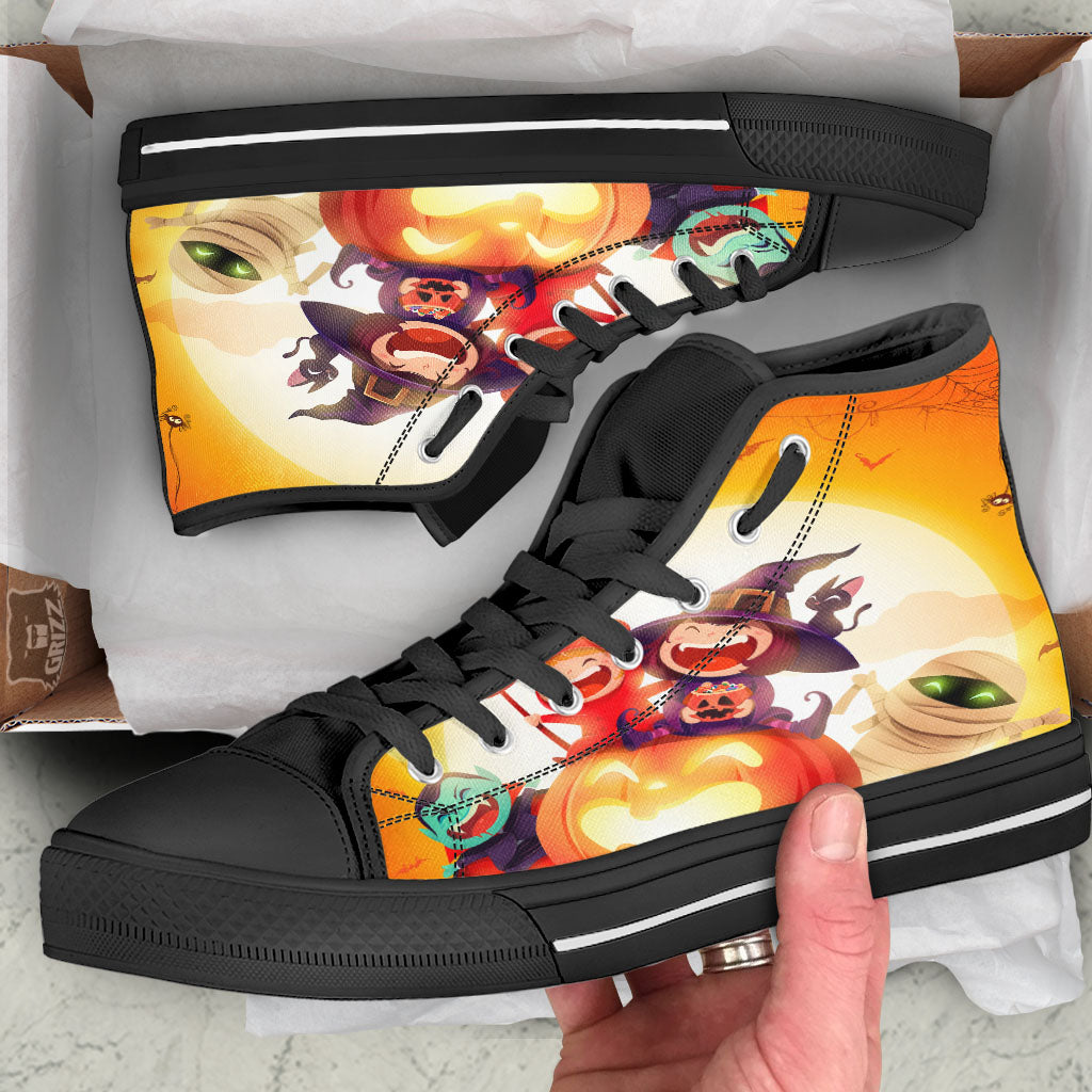 Moonlight Halloween Print High Top Shoes-grizzshop