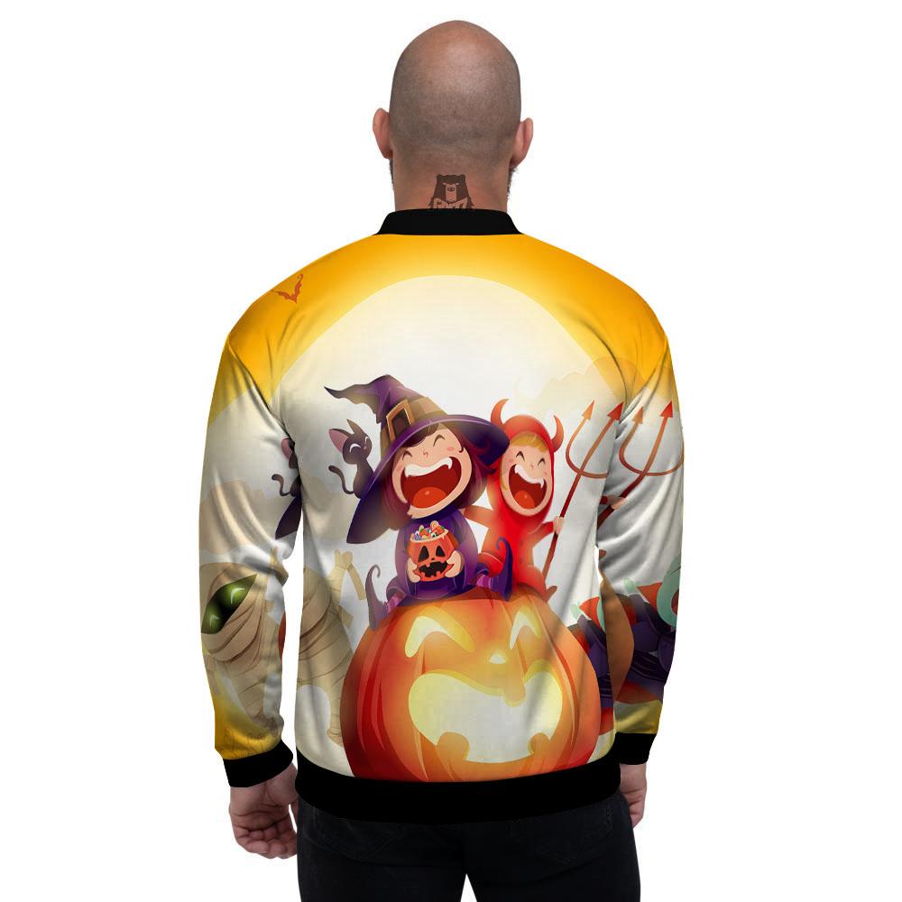 Moonlight Halloween Print Men's Bomber Jacket-grizzshop