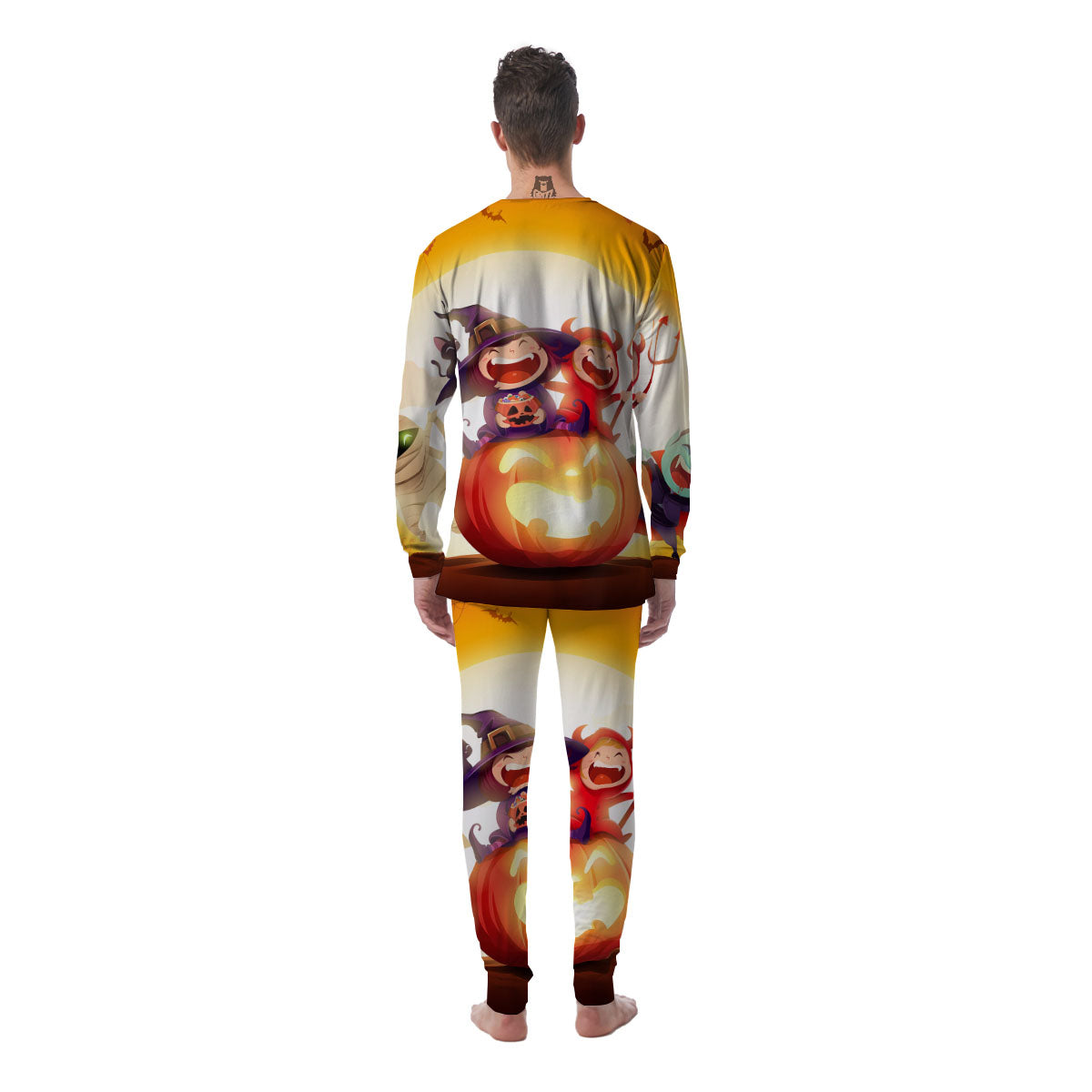 Moonlight Halloween Print Men's Pajamas-grizzshop