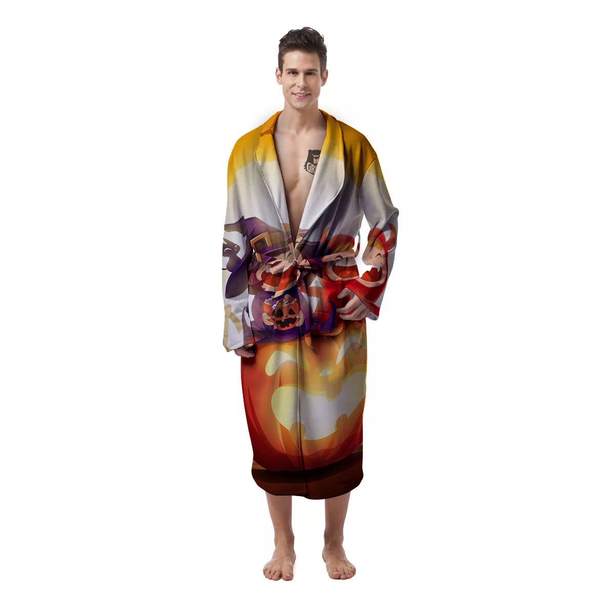 Moonlight Halloween Print Men's Robe-grizzshop