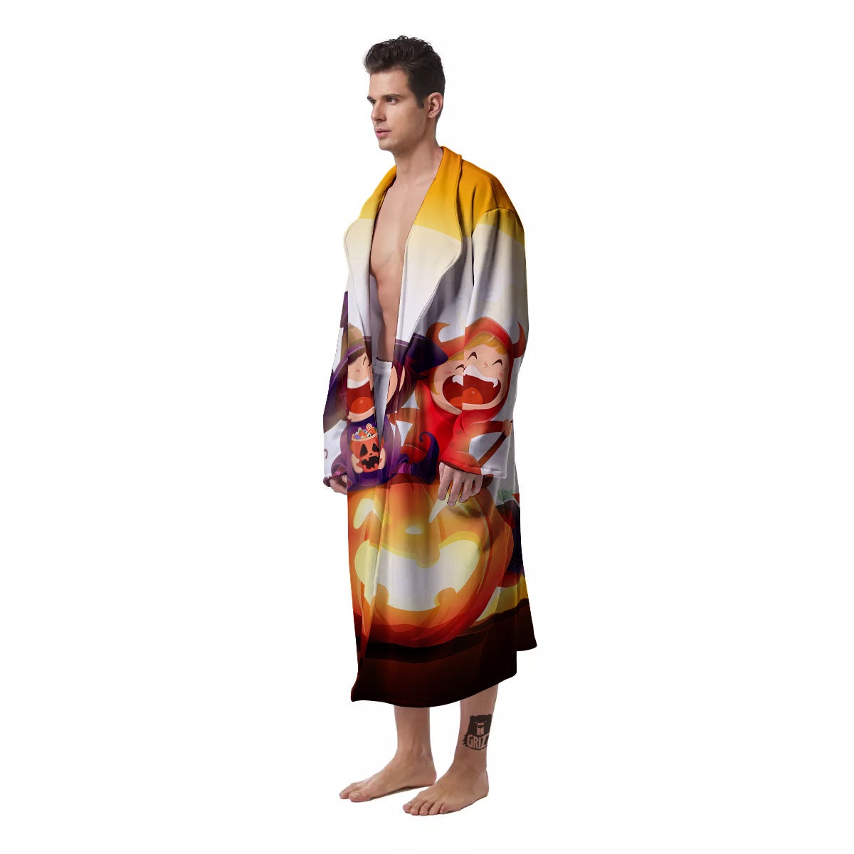 Moonlight Halloween Print Men's Robe-grizzshop
