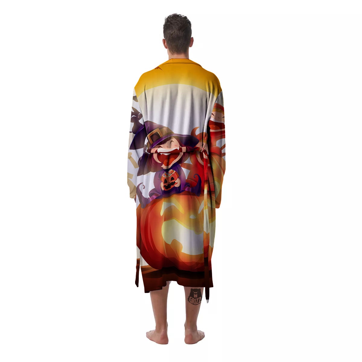 Moonlight Halloween Print Men's Robe-grizzshop