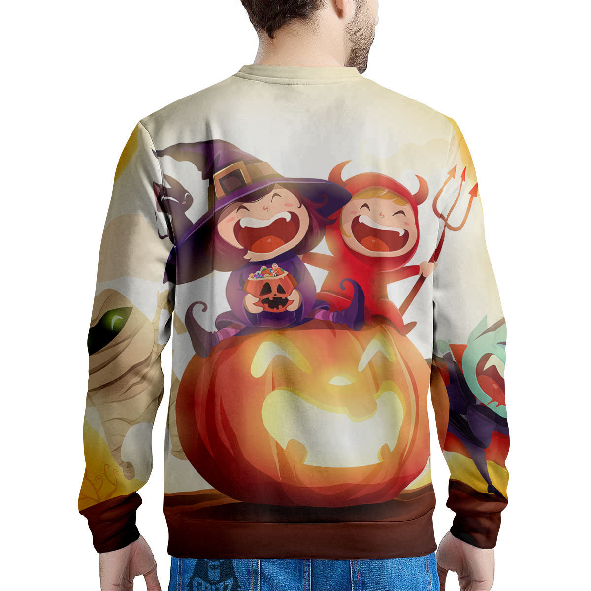 Moonlight Halloween Print Men's Sweatshirt-grizzshop