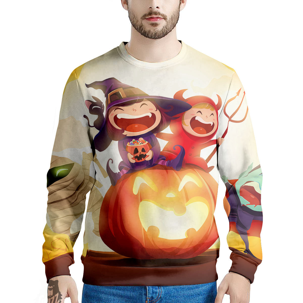 Moonlight Halloween Print Men's Sweatshirt-grizzshop