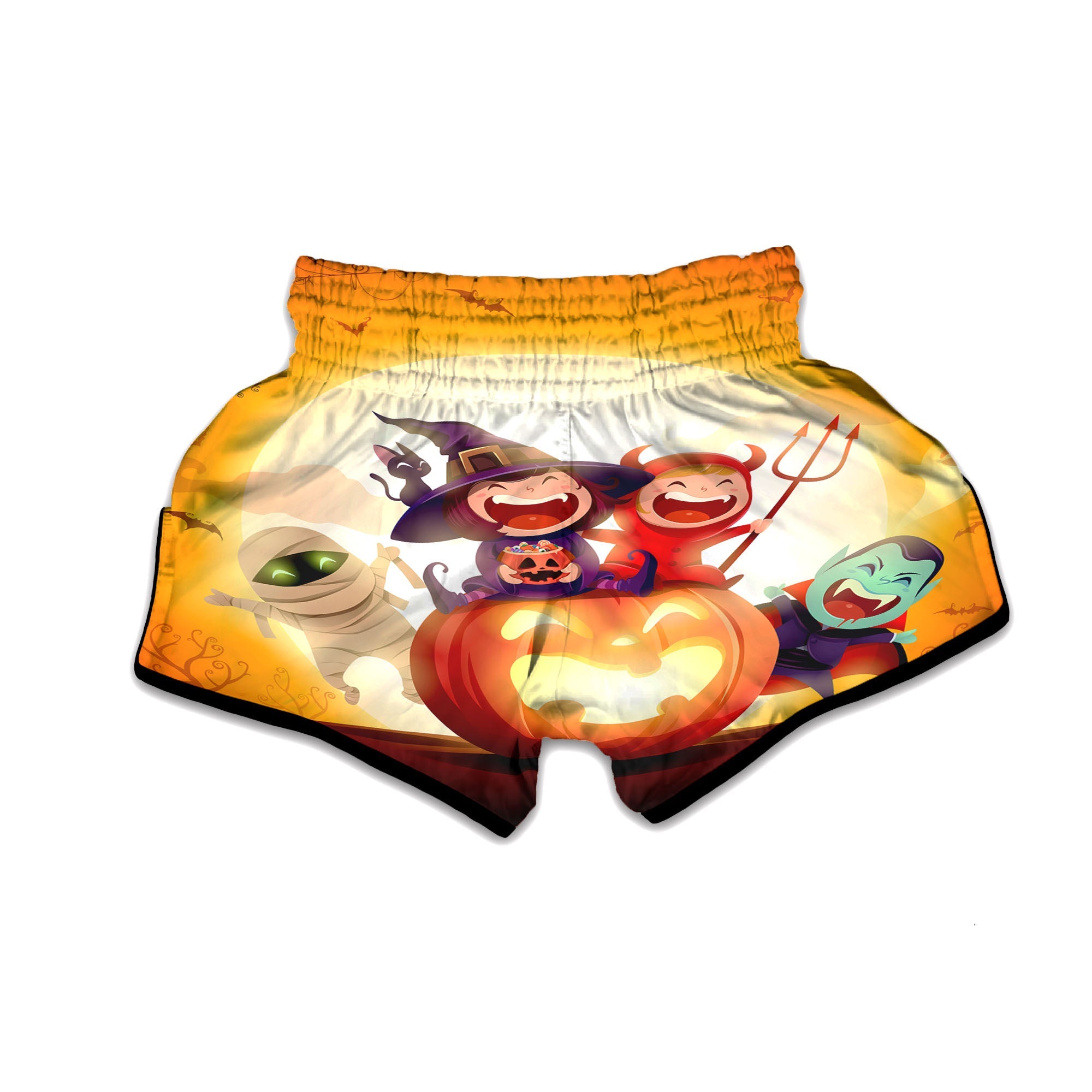 Moonlight Halloween Print Muay Thai Boxing Shorts-grizzshop