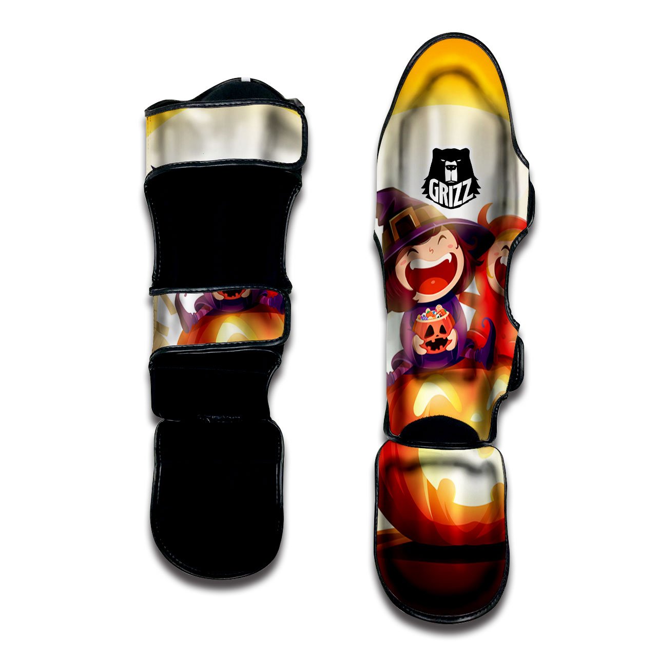 Moonlight Halloween Print Muay Thai Shin Guards-grizzshop