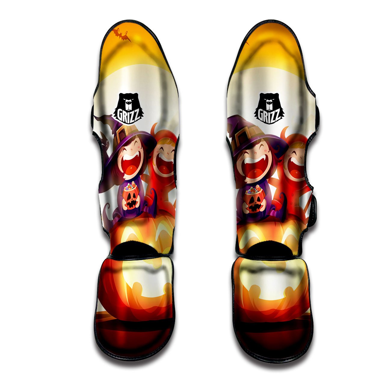 Moonlight Halloween Print Muay Thai Shin Guards-grizzshop