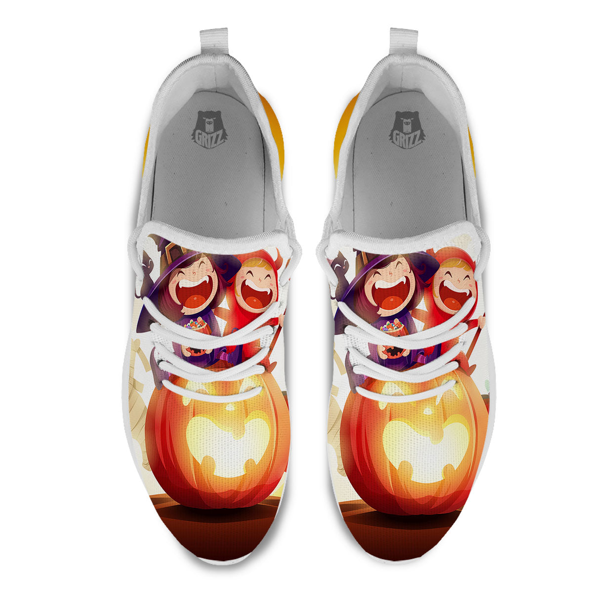 Moonlight Halloween Print White Athletic Shoes-grizzshop