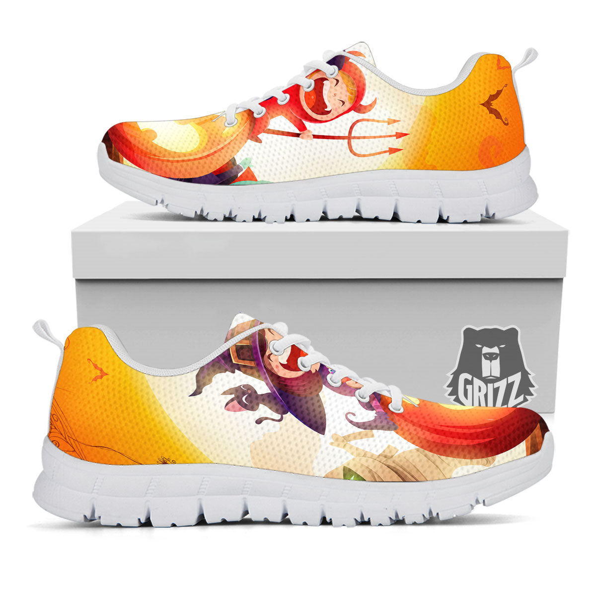 Moonlight Halloween Print White Sneaker-grizzshop