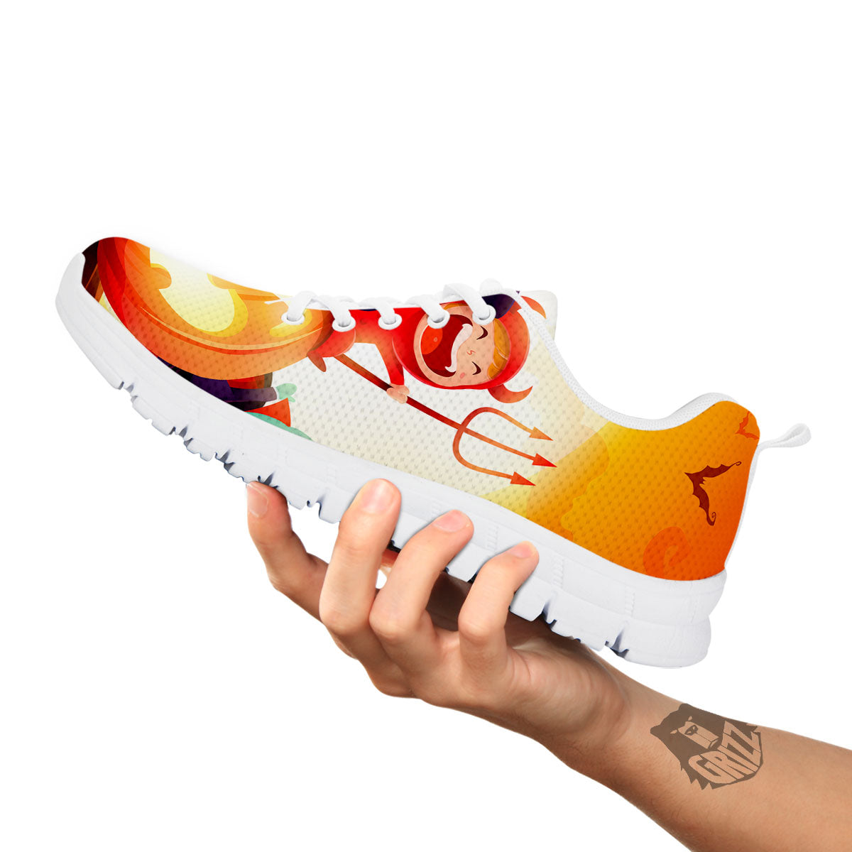 Moonlight Halloween Print White Sneaker-grizzshop