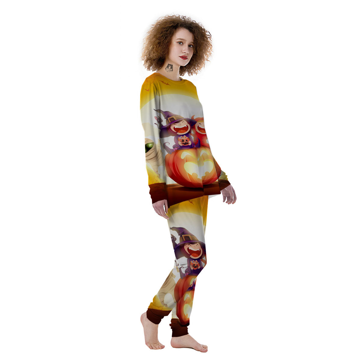 Moonlight Halloween Print Women's Pajamas-grizzshop