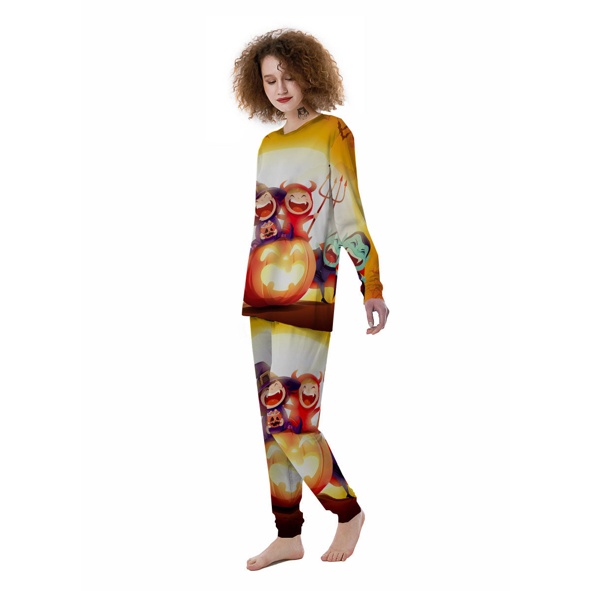 Moonlight Halloween Print Women's Pajamas-grizzshop