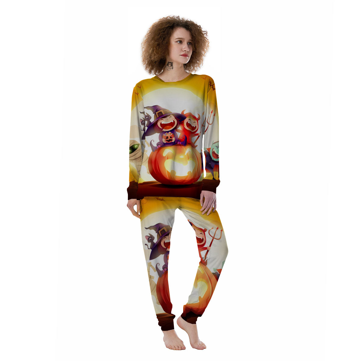 Moonlight Halloween Print Women's Pajamas-grizzshop