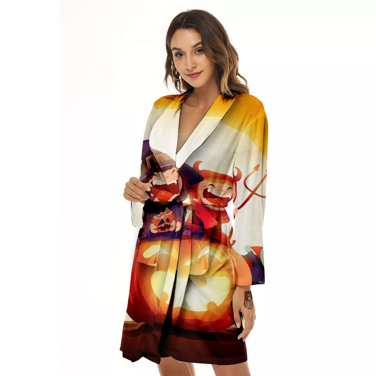 Moonlight Halloween Print Women's Robe-grizzshop